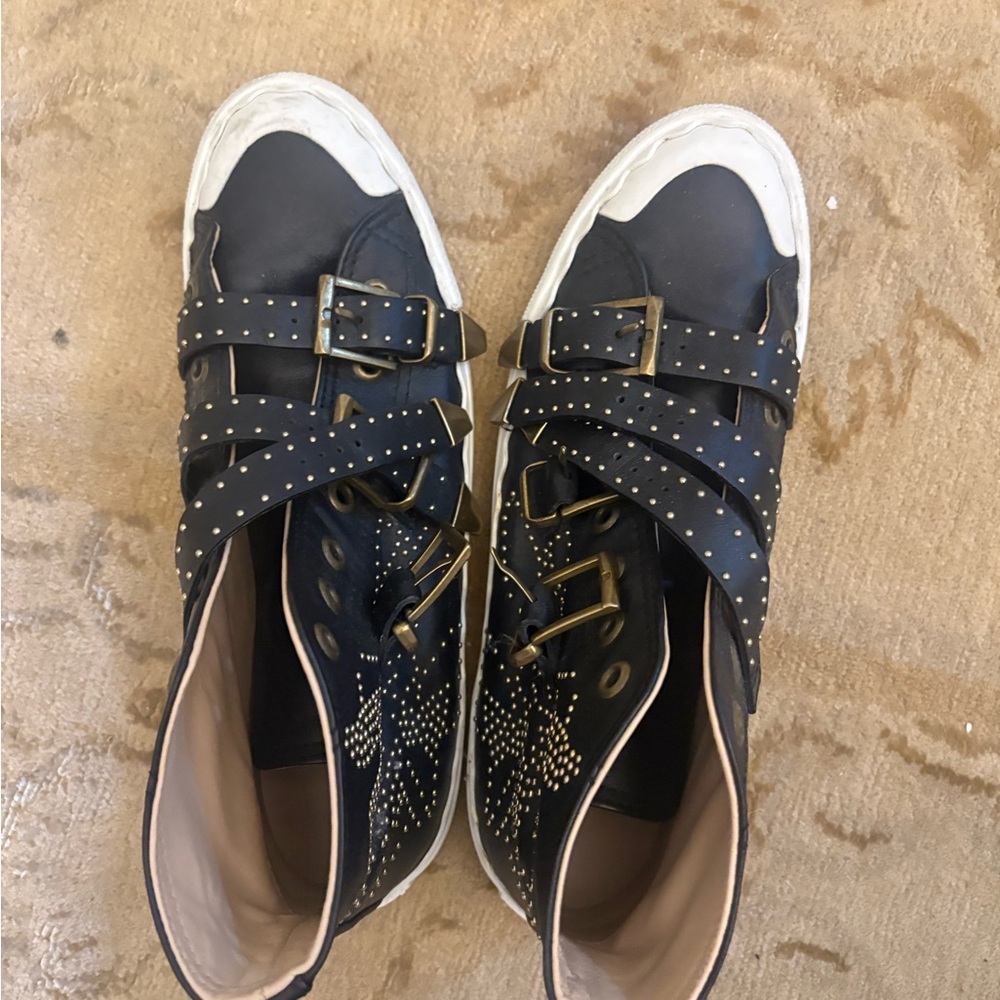 Chloe Studded Black High-Top Sneakers - Picture 3 of 6